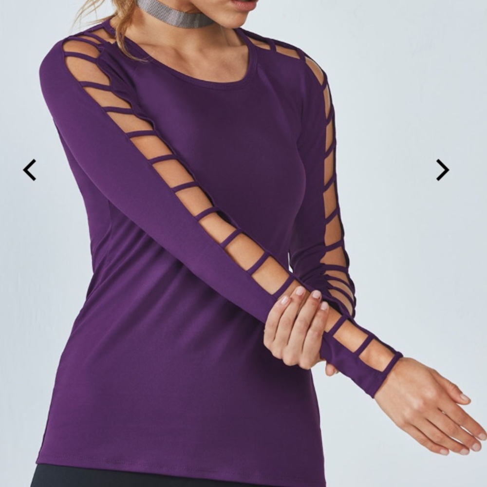 FABLETICS Evangeline Ladder Sleeve Top Purple New Size Small
